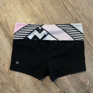 Lululemon Black and Pink Spandex Shorts